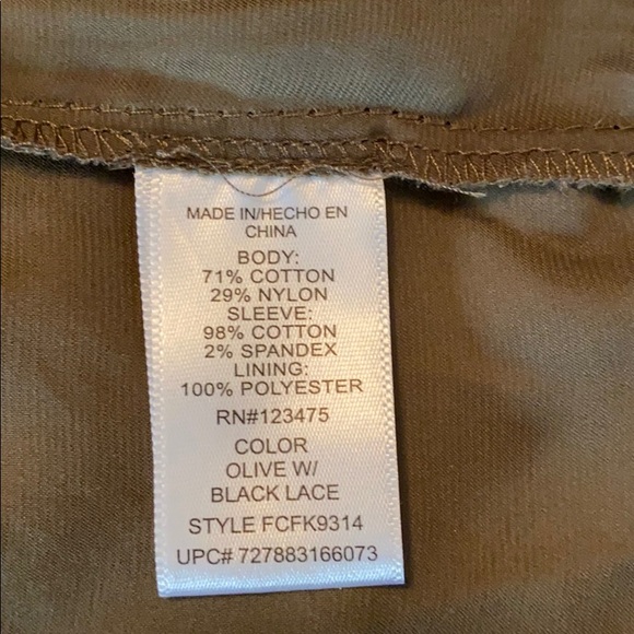 French Connection olive w/black lace size 16 tunic - Picture 5 of 5